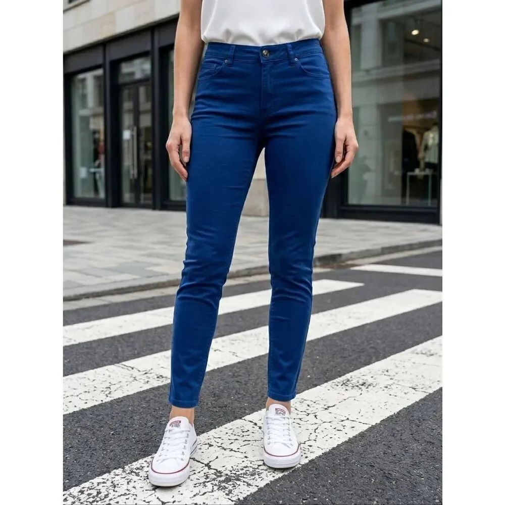 Chico’s Platinum Sapphire Blue Skinny Ankle Jeggings Stretch Jeans | 0 Small / 4